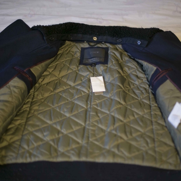 J.Crew Collection shearling bomber jacket | Navy | size 4 - Picture 10 of 16